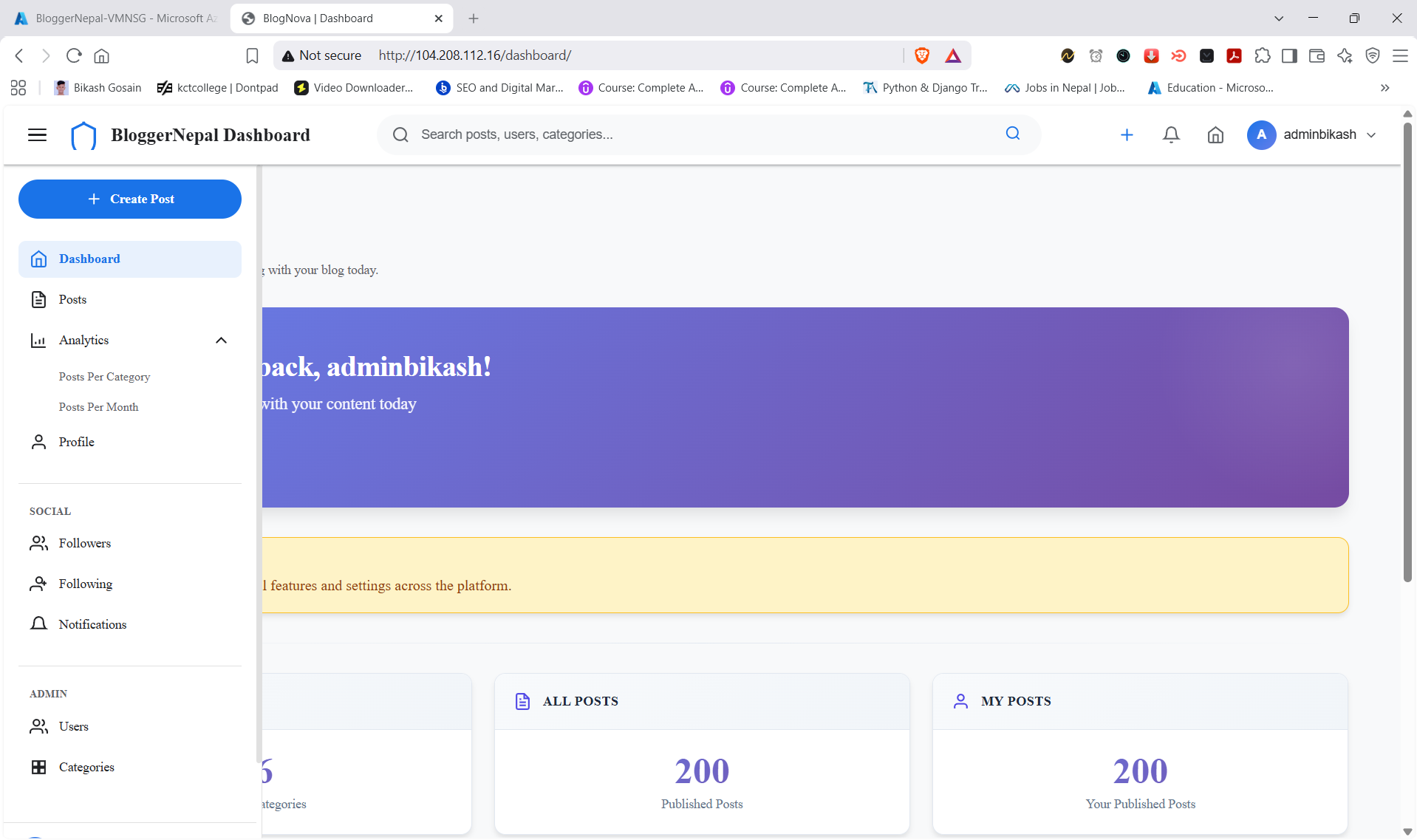 BloggerNepal dashboard